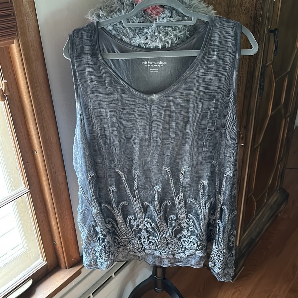 Soft surroundings Gray embellished tank